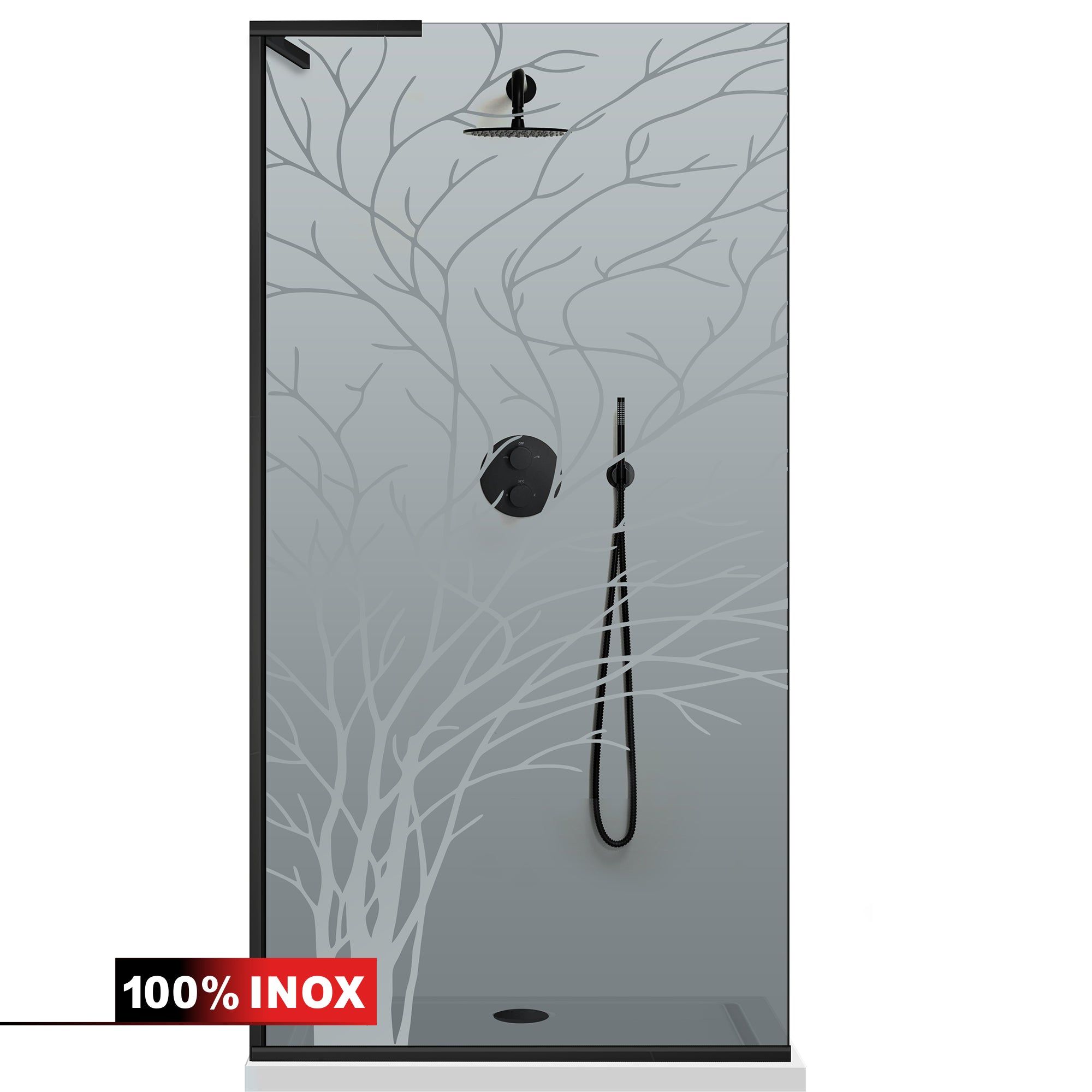 Paravan dus Walk-in, Perete dus Inox, #Gri #Szürke