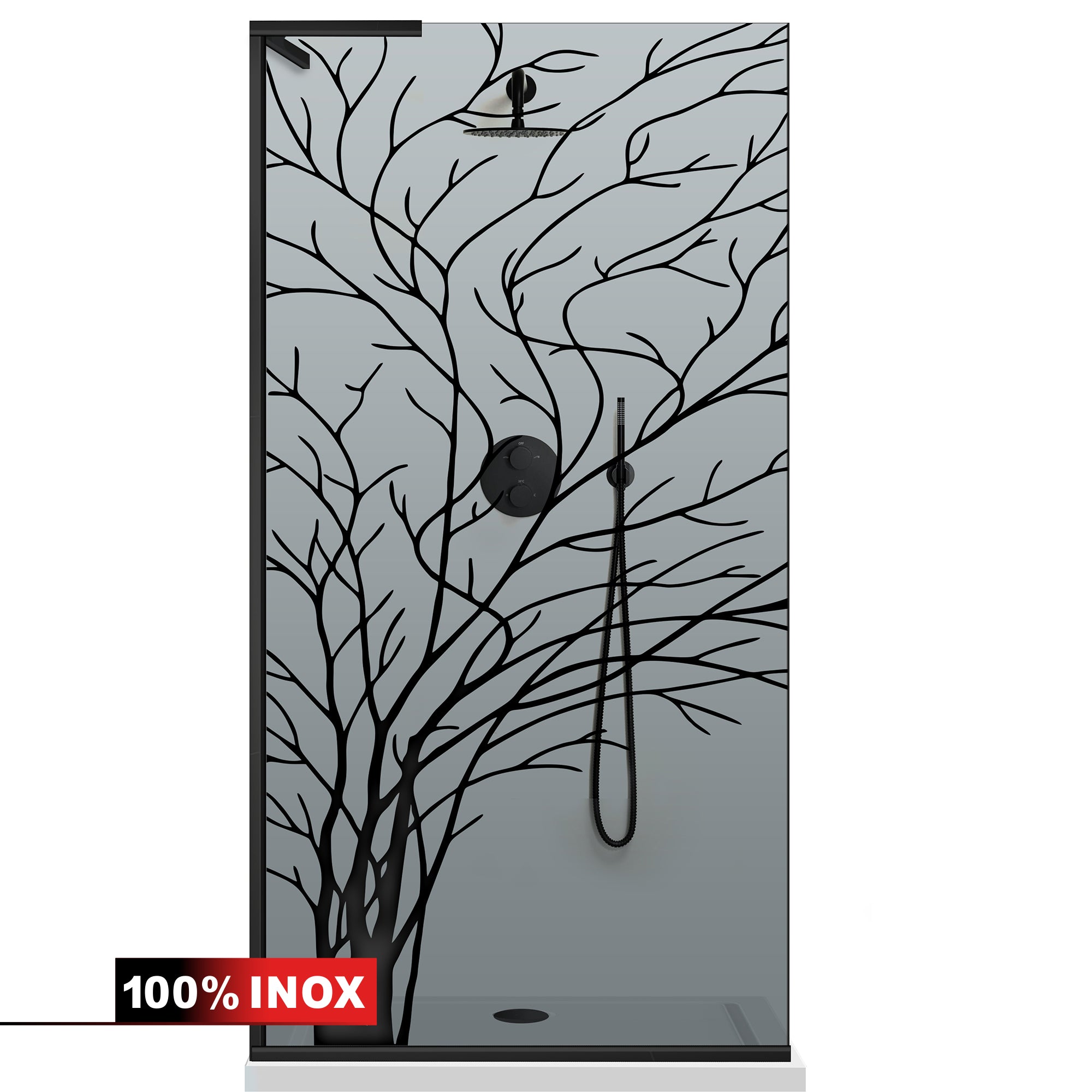 Paravan dus Walk-in, Perete dus Inox, #Gri #Szürke