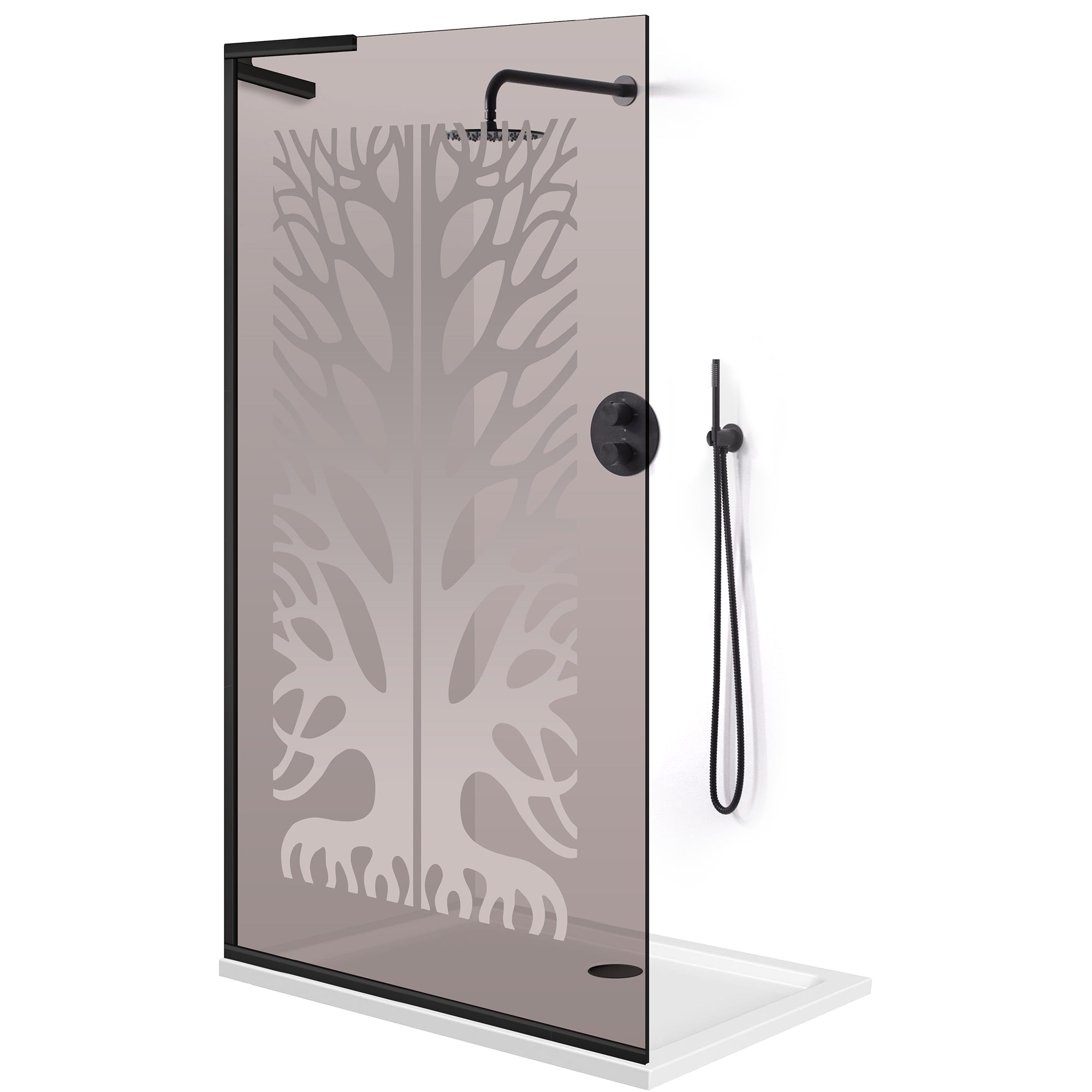 Paravan dus Walk-in, Perete dus Inox, #Bronz #Bronz