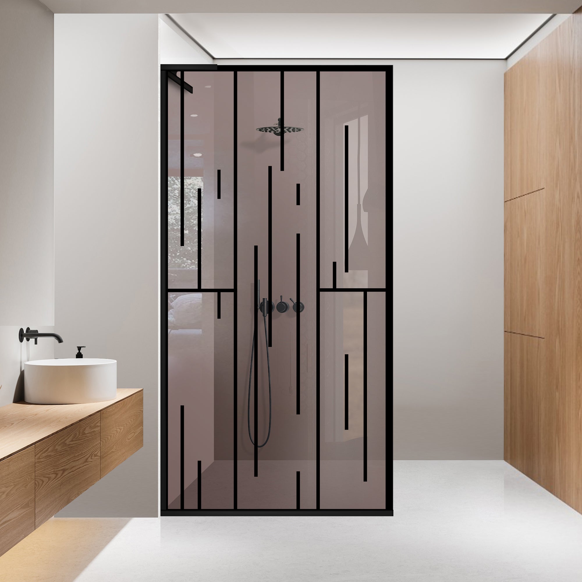 Paravan dus Walk-in, Perete dus Inox, #Bronz #Bronz