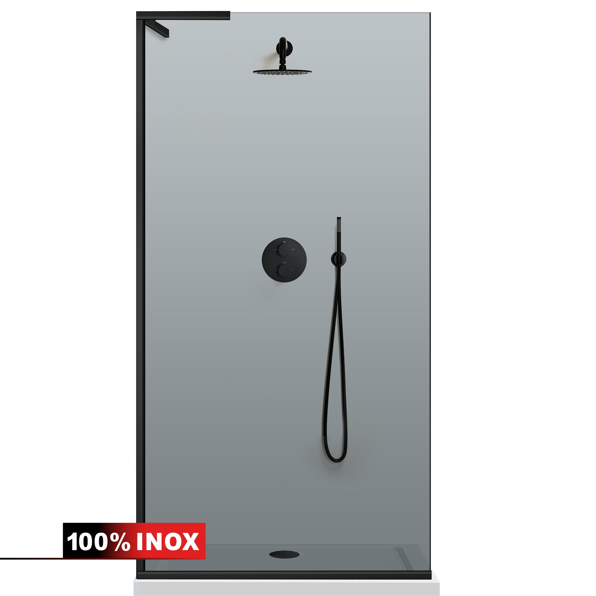 Paravan dus Walk-in, Perete dus Inox, #Gri #Szürke