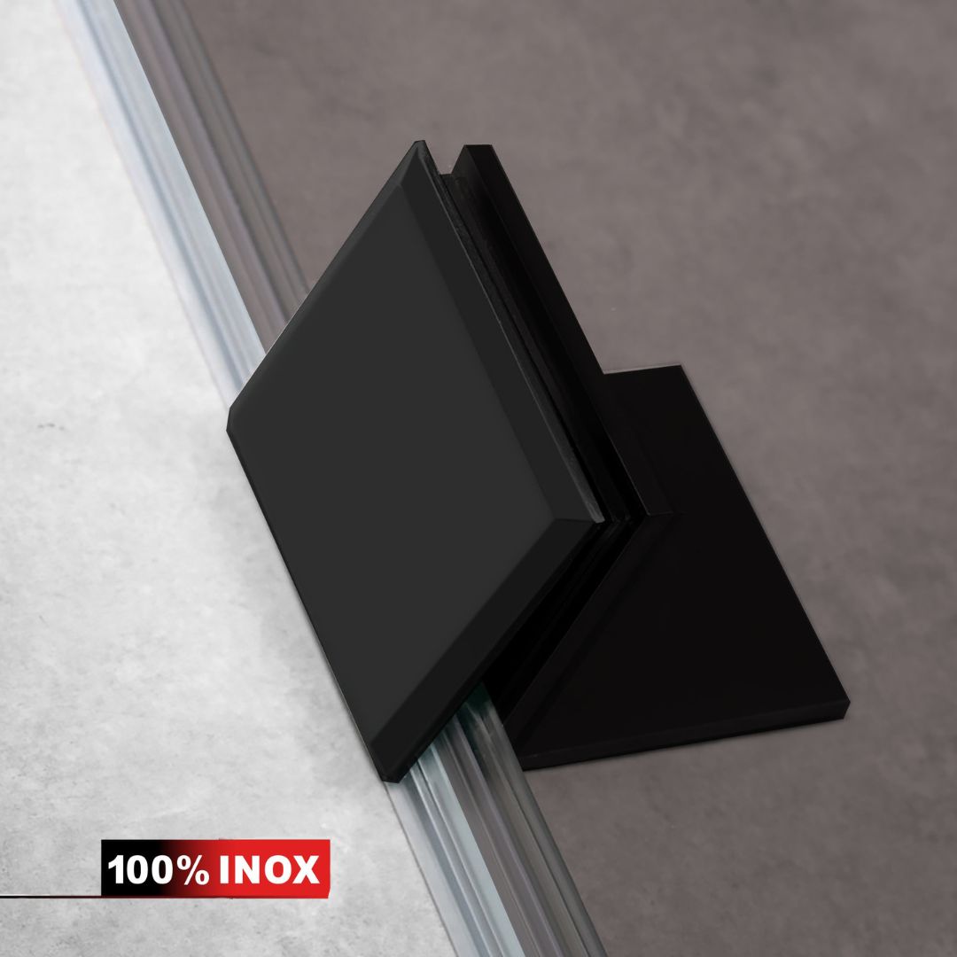 Paravan dus Walk-in, Perete dus Inox, negru mat #Gri