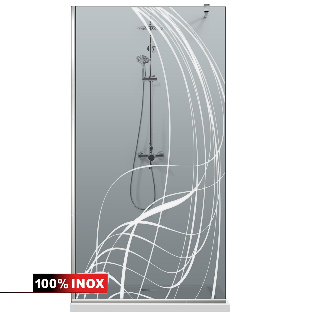 Paravan dus Walk-in, Perete dus  Inox, #Gri #Szürke