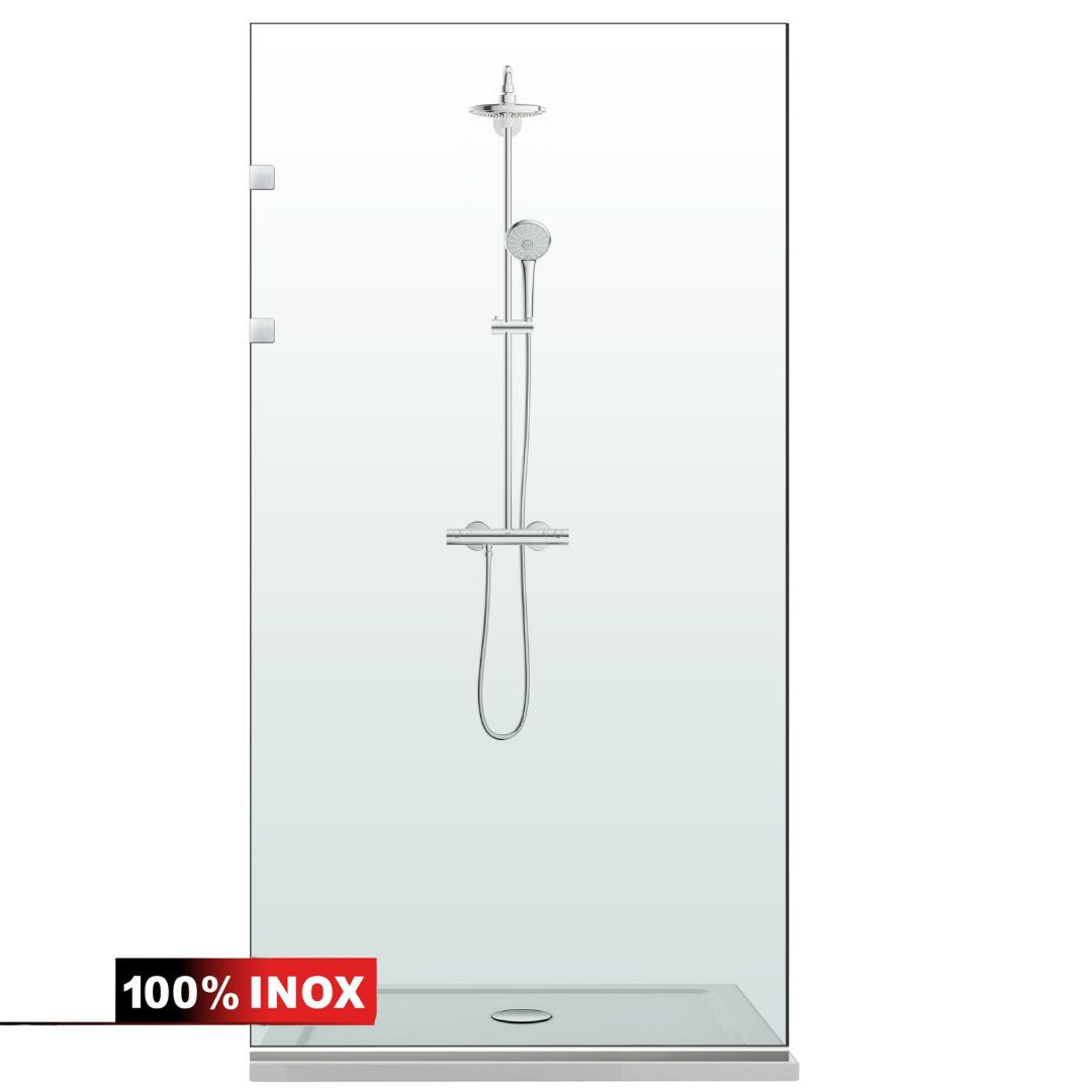 Duschabtrennung Walk-in Aqua Elegance ® INOX, Beschläge komplett aus Edelstahl, klares Sicherheitsglas
