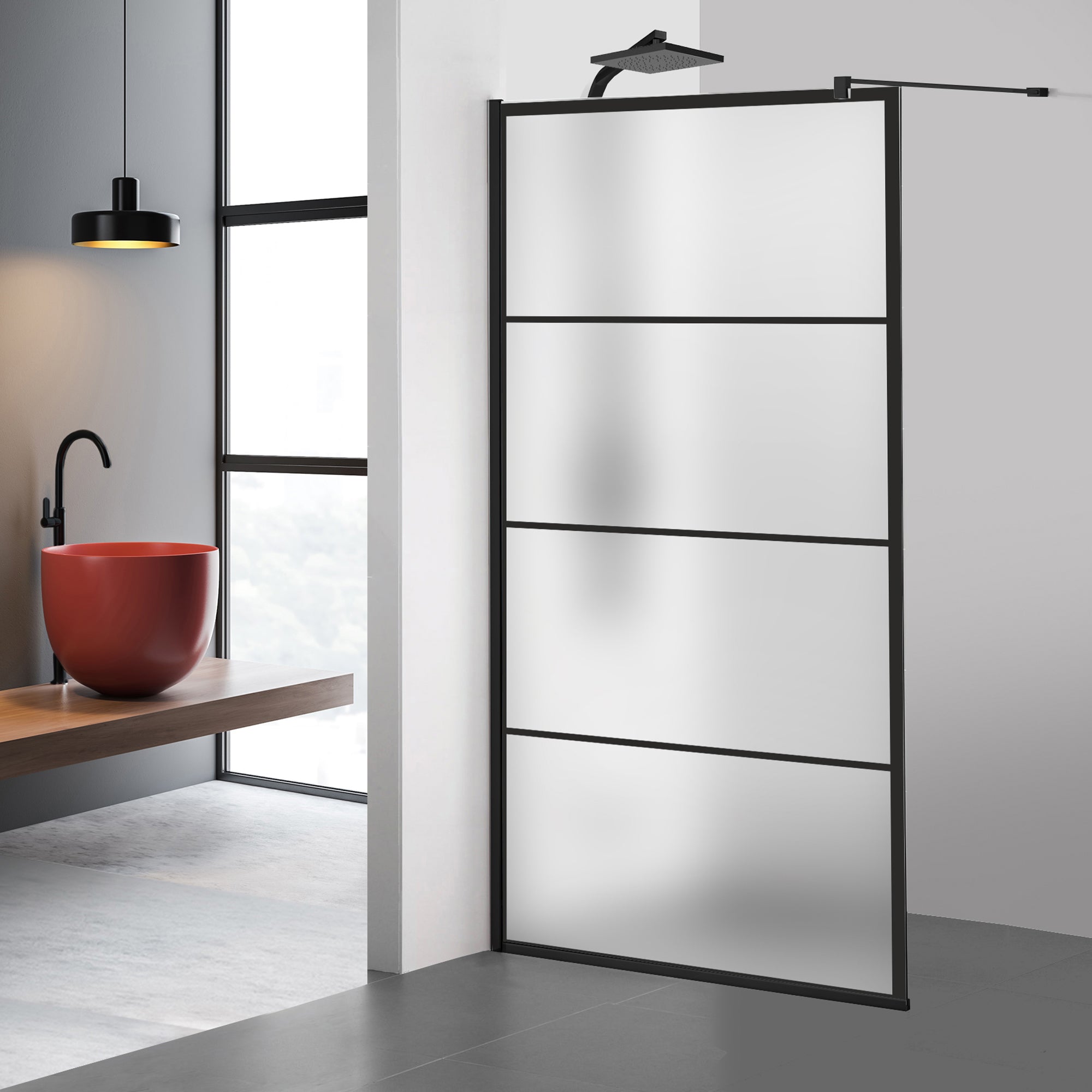 Paravan dus Walk-in, Perete dus  Negru, #Mat #Matt