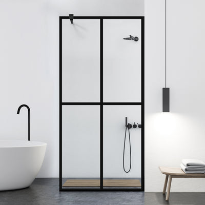 Paravan dus Walk-in, Perete dus  Negru, #Clara #Víztiszta