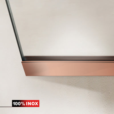 Walk-in-Duschabtrennung Aqua Elegance® Copper, Beschläge komplett aus kupferfarbenem Edelstahl, klares Sicherheitsglas